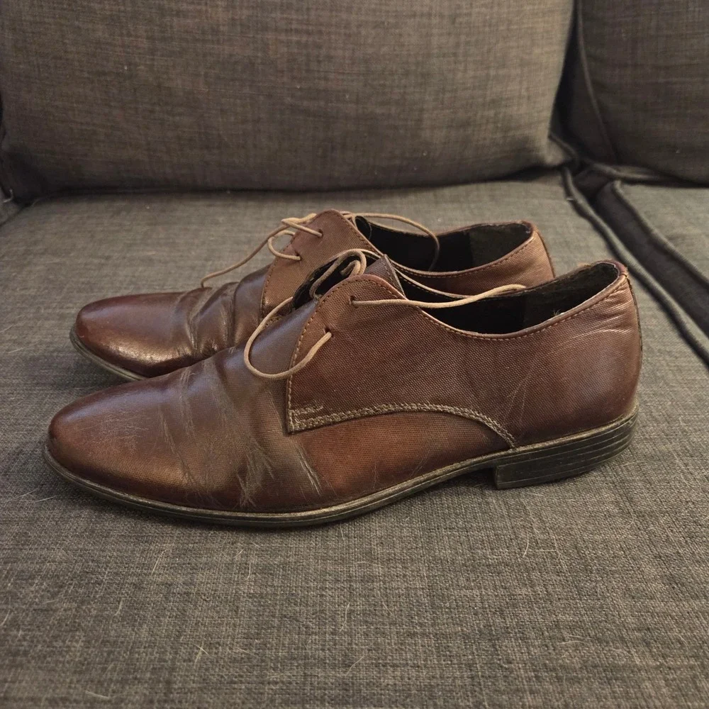 Red Tape Mens Brown Textured Leather Derby Dress Shoes RTS-10162 Size UK 9 EU 43